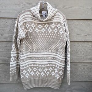 Gantos Beige Turtle Mock Neck Sweater Jumper Chunky Knit Cotton Baggy Oversize S
